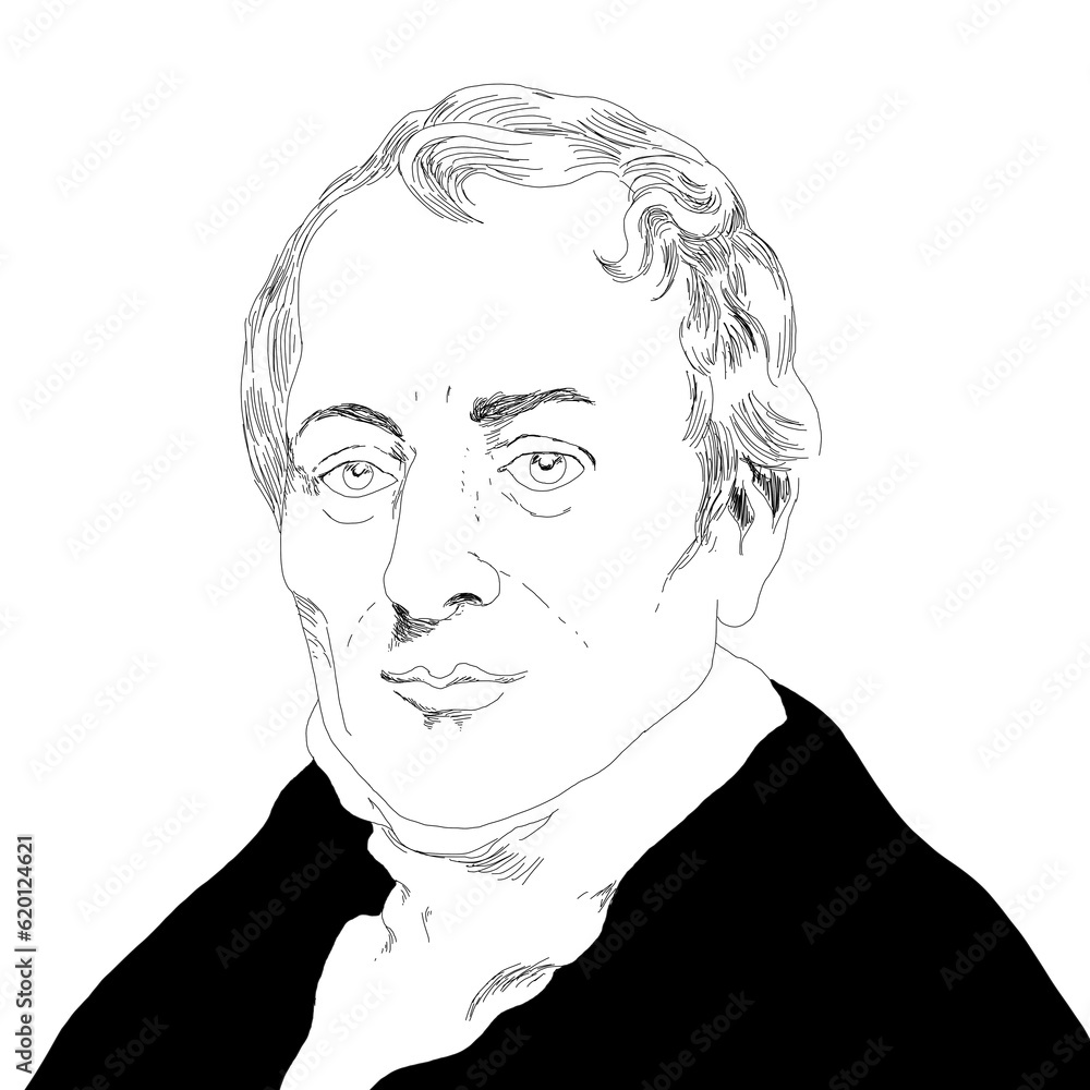 Realistic illustration of British economist David Ricardo